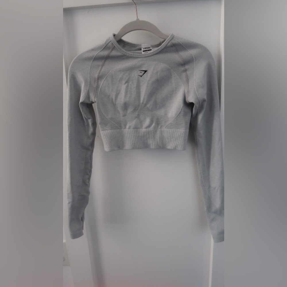 Gymshark FLEX SPORTS LONG SLEEVE CROP TOP Size Small Light Great Euc Size Small